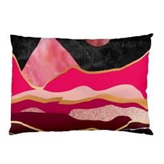 Pink And Black Abstract Mountain Landscape Pillow Case