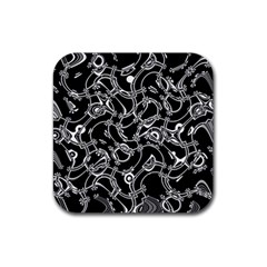 Unfinishedbusiness Black On White Rubber Coaster (square) 