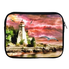 Lighthouse Ocean Sunset Seagulls Apple Ipad 2/3/4 Zipper Cases