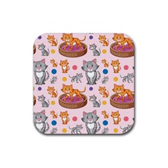 Cat Seamless Pattern Rubber Coaster (square) 