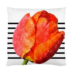Tulip Watercolor Red And Black Stripes Standard Cushion Case (one Side)