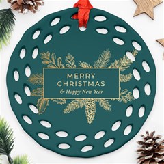 Merry Christmas Round Filigree Ornament (two Sides)