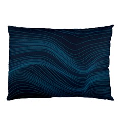 Abstract Glowing Blue Wave Lines Pattern With Particles Elements Dark Background Pillow Case
