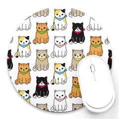 Cat Kitten Seamless Pattern Round Mousepads