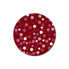 Lesbian Pride Flag Scattered Polka Dots Rubber Coaster (round) 