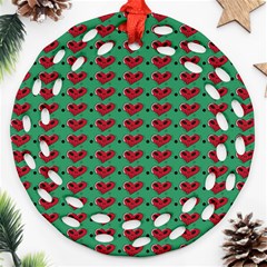 Evil Heart Graffiti Pattern Round Filigree Ornament (two Sides)