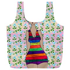 Tan Swimmer Flowerwall Full Print Recycle Bag (xxxl)