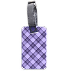 Pastel Purple And Steel Black Lines Pattern, Retro Tartan, Classic Plaid Luggage Tag (two Sides)