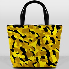 Black And Yellow Camouflage Pattern Bucket Bag