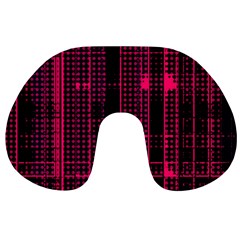 Pink Black Punk Plaid Travel Neck Pillow