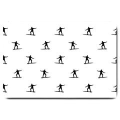 Black And White Surfing Motif Graphic Print Pattern Large Doormat 
