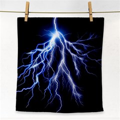 Blue Lightning At Night, Modern Graphic Art  Face Towel