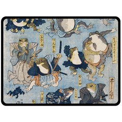 Famous Heroes Of The Kabuki Stage Played By Frogs  Fleece Blanket (large) 