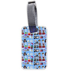 Drawing Collage Blue Luggage Tag (two Sides)