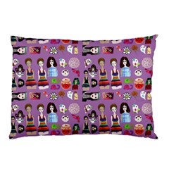Drawing Collage Purple Pillow Case (two Sides)