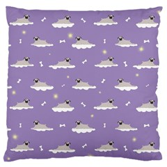 Cheerful Pugs Lie In The Clouds Large Cushion Case (one Side)