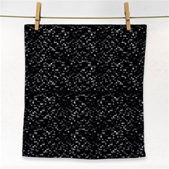 Pixel Grid Dark Black And White Pattern Face Towel