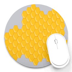 Hexagons Yellow Honeycomb Hive Bee Hive Pattern Round Mousepads
