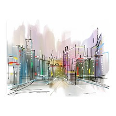 Drawing-watercolor-painting-city Double Sided Flano Blanket (mini) 