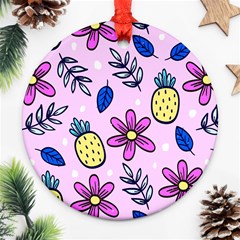 Flowers Purple Round Ornament (two Sides)