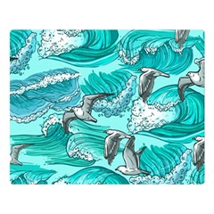 Sea Waves Seamless Pattern Double Sided Flano Blanket (large) 