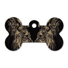 Animalsangry Male Lions Conflict Dog Tag Bone (one Side)
