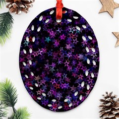 Christmasstars-001 Oval Filigree Ornament (two Sides)