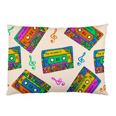 Seamless Pattern With Colorful Cassettes Hippie Style Doodle Musical Texture Wrapping Fabric Vector Pillow Case (two Sides)