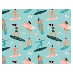 Beach-surfing-surfers-with-surfboards-surfer-rides-wave-summer-outdoors-surfboards-seamless-pattern- Double Sided Flano Blanket (medium) 