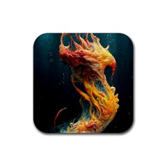 Flame Deep Sea Underwater Creature Wild Rubber Coaster (square)