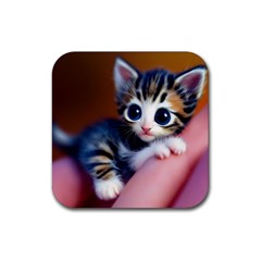 Cute Kitten Kitten Animal Wildlife 3d Rubber Coaster (square)
