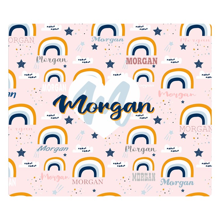 Personalized Childish Pattern Cute Rainbow Stars Clouds Two Sides Premium Plush Fleece Blanket (Kids Size)