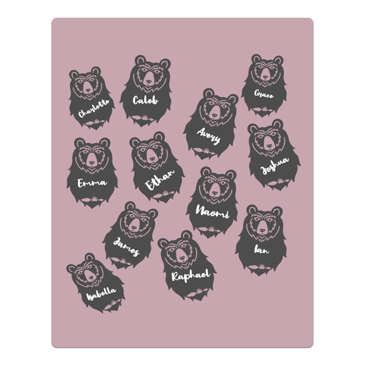 Personalized Name Bear Family Two Sides Premium Plush Fleece Blanket (Large)