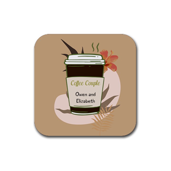 Coffee Couple Rubber Coaster (Square)
