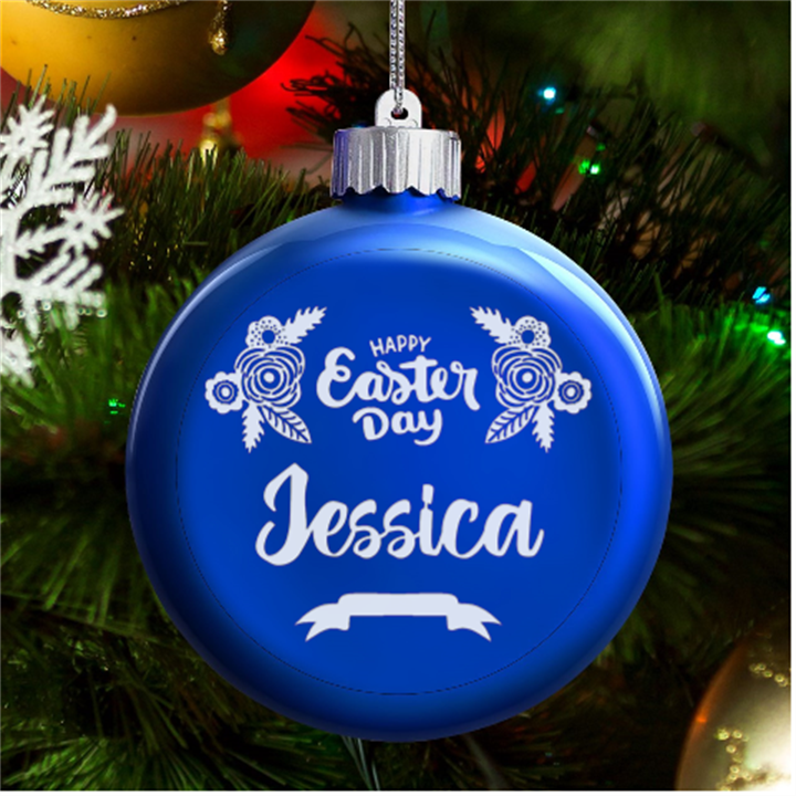 Personalized Easter Name LED Glass Round Ornament