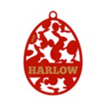 Personalized Name Easter Egg Bunny Pattern Wood Ornament Front