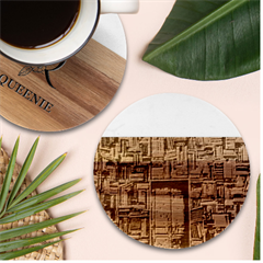 Books Marble Wood Coaster (round)