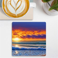 Summer Sunset Over The Ocean Uv Print Square Tile Coaster 