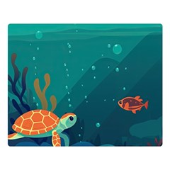 Ai Generated Ocean Sea Fish Aquatic Water Nature 5 Premium Plush Fleece Blanket (large)