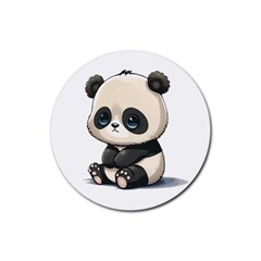 Cute Panda Bear Animal Cartoon Rubber Coaster (round)