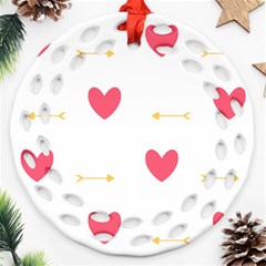 Hearts-36 Round Filigree Ornament (two Sides)