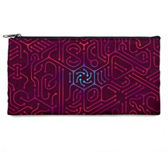 Circuit Hexagonal Geometric Pattern Background Purple Pencil Case