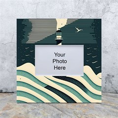 Lighthouse Abstract Ocean Sea Waves Water Blue White Box Photo Frame 4  X 6 
