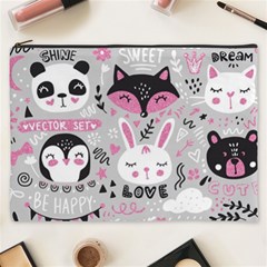 Big-set-with-cute-cartoon-animals-bear-panda-bunny-penguin-cat-fox Cosmetic Bag (xxxl)