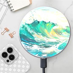 Waves Ocean Sea Tsunami Nautical Painting Wireless Fast Charger(white)