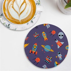 Space-seamless-pattern Uv Print Round Tile Coaster