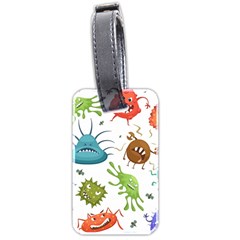 Dangerous-streptococcus-lactobacillus-staphylococcus-others-microbes-cartoon-style-vector-seamless Luggage Tag (two Sides)