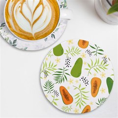 Seamless-tropical-pattern-with-papaya Uv Print Round Tile Coaster