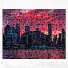 Skyline Sunset United States Reflection Usa,new York Manhattan Rectangular Jigsaw Puzzl
