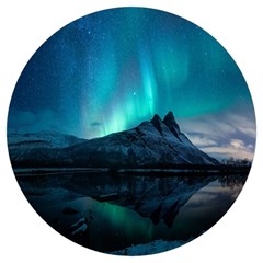 Aurora Borealis Mountain Reflection Round Trivet